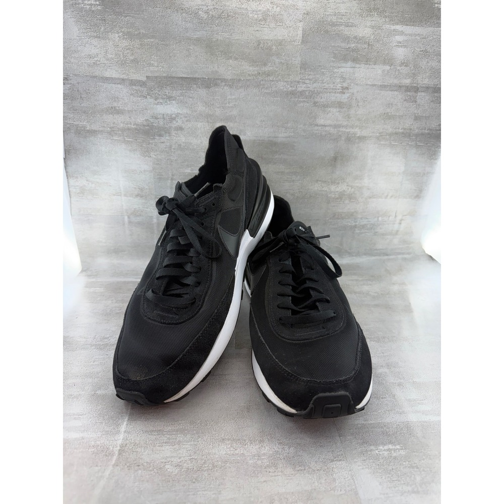Nike Waffle One Black White Mesh Suede Shoes DA7995-001 Men Sz 14